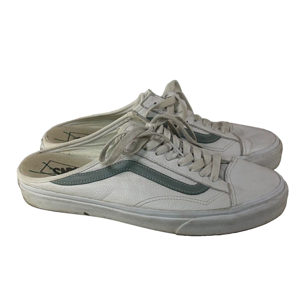 Vans Style 36 Mule White Leather Casual Slip On Shoes Women’s 11 Men 9.5
